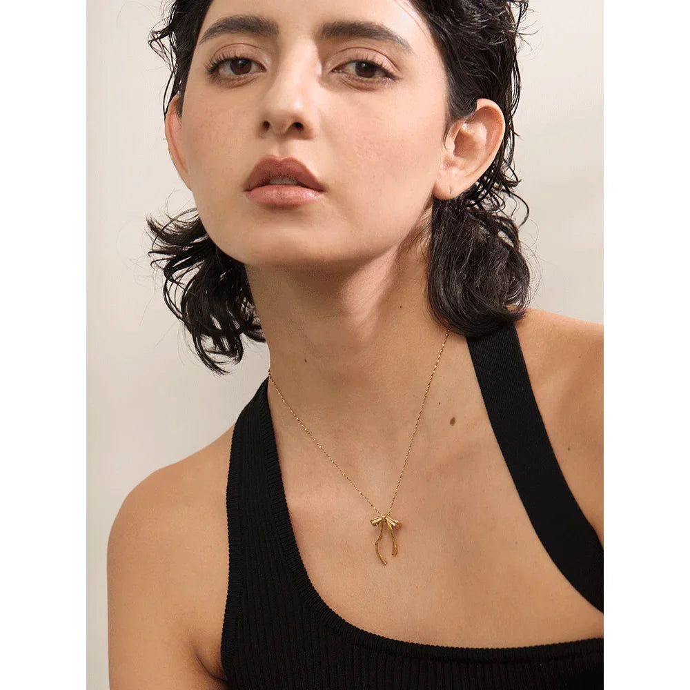 Coquette Drop Bow Necklace