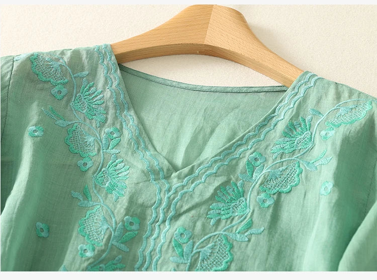 Eloria V-Neck Cotton Blouse
