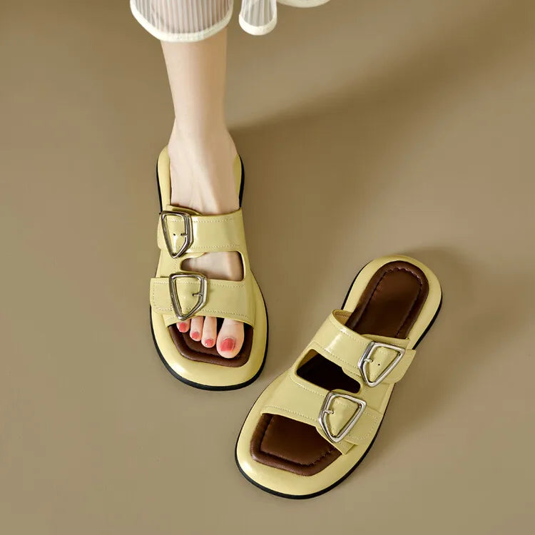 Selma Twin-Buckle Slide Sandals