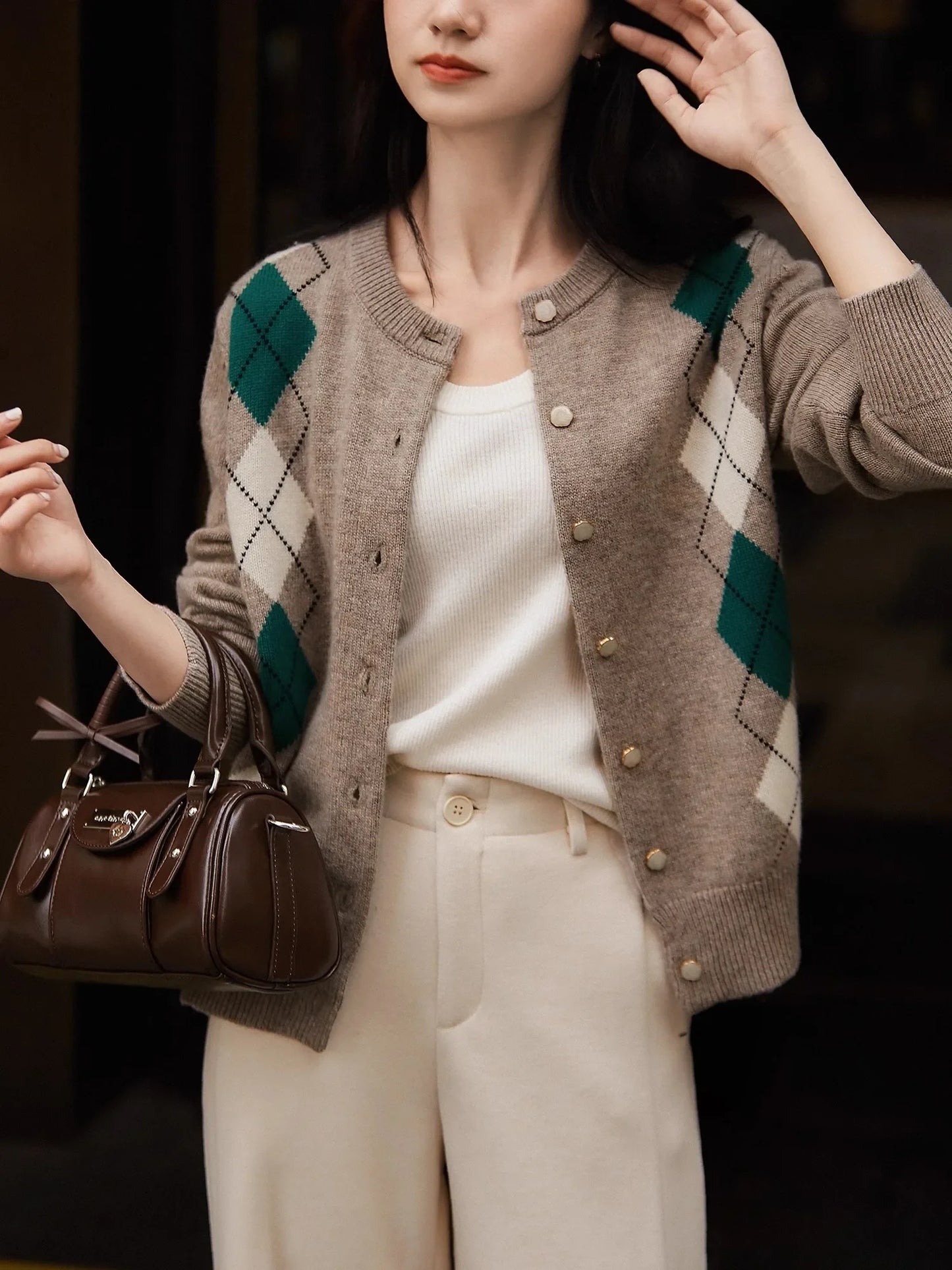 Elle Diamond Cashmere Cardigan