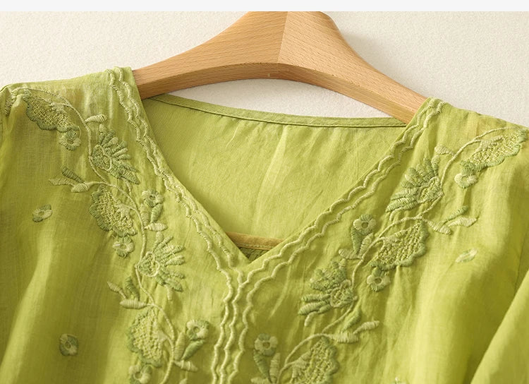 Eloria V-Neck Cotton Blouse