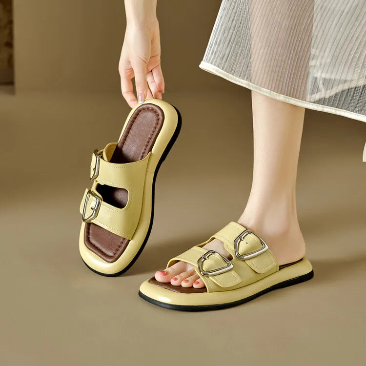 Selma Twin-Buckle Slide Sandals