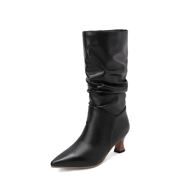 Serene Chic Mid-Calf Heel Boots