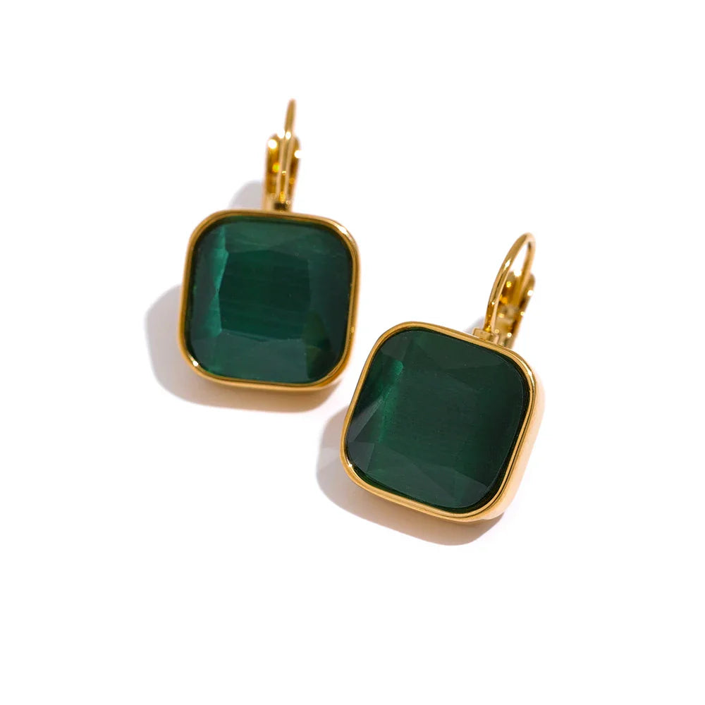 Solène Square Gold-Plated Hook Earrings