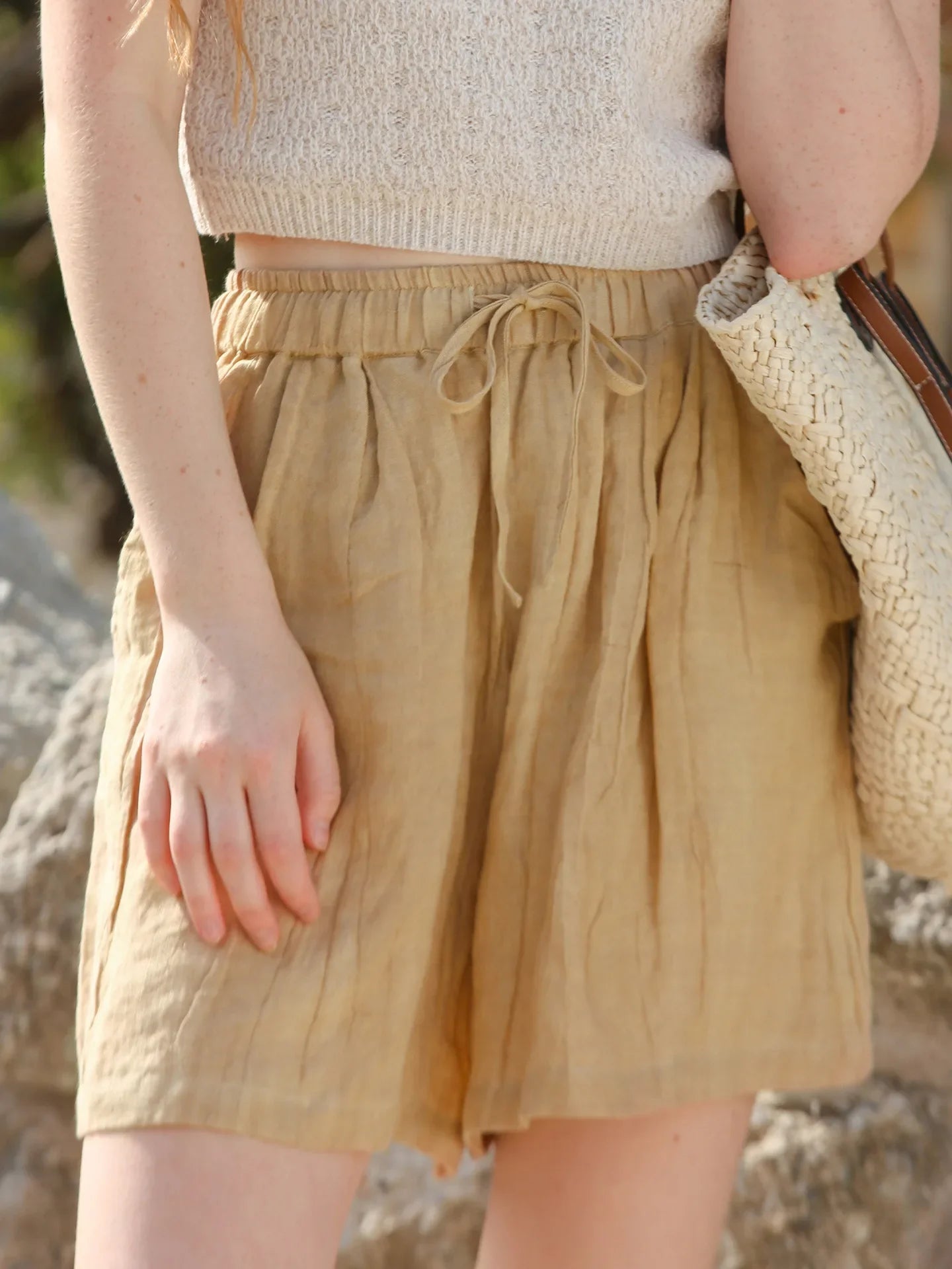 Olivia 100% Linen Summer Shorts