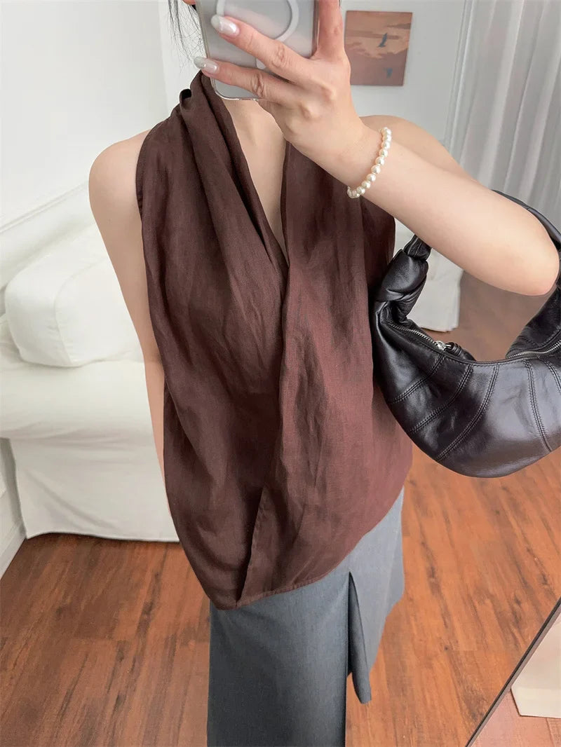 Valienne Drape Linen Vest