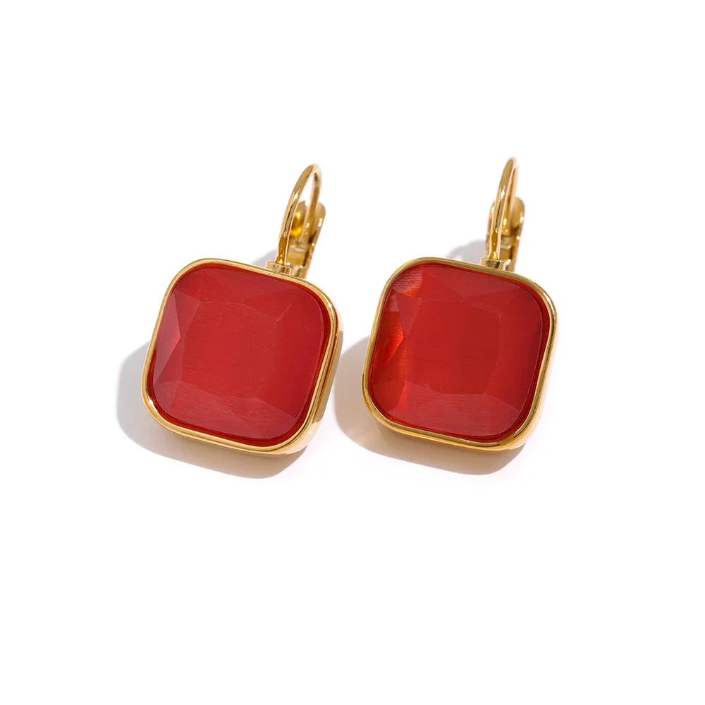 Solène Square Gold-Plated Hook Earrings