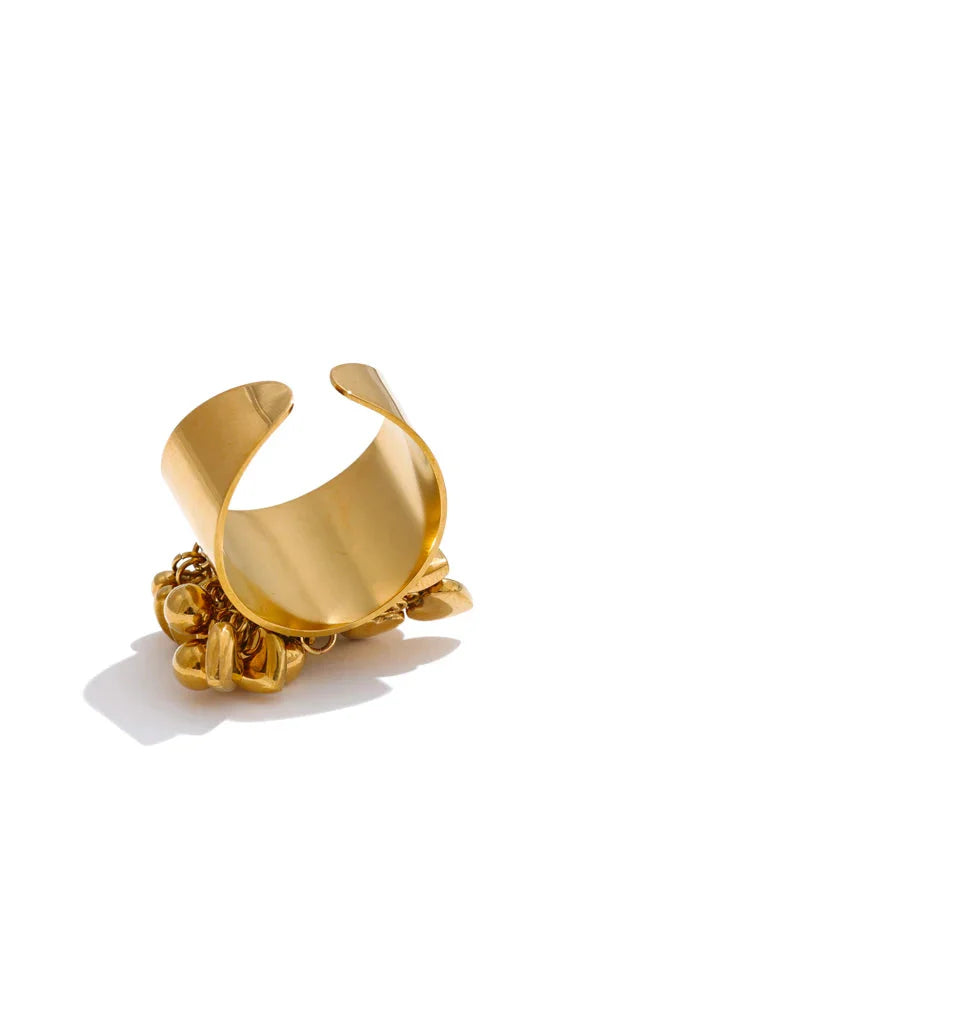 Valmara Heart Charm Adjustable Gold Ring