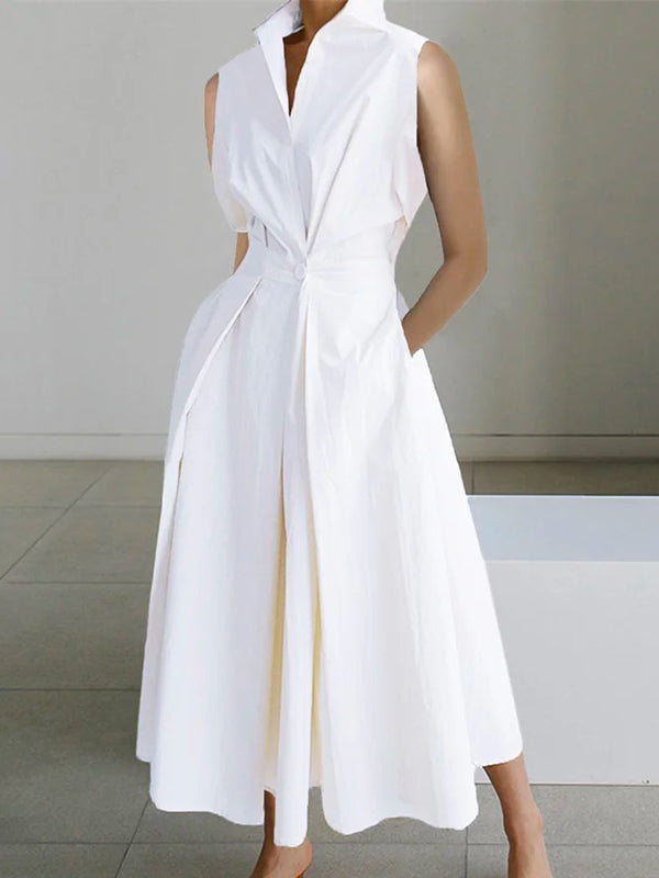 Luna - Local cotton dress with a shirt collar