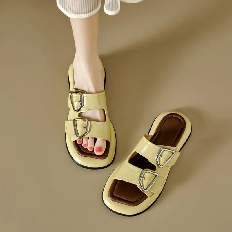 Selma Twin-Buckle Slide Sandals