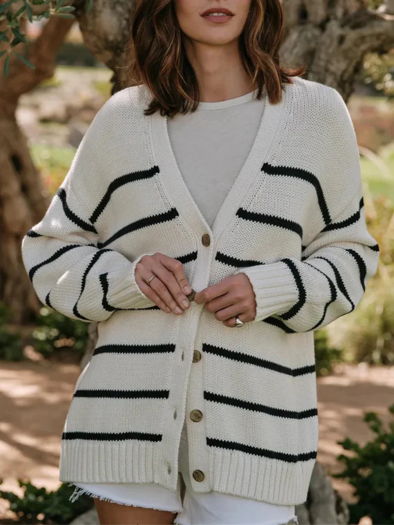 Westhaven Organic Striped Cardigan