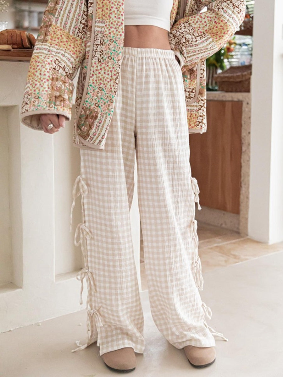 Casual Checkered Cotton Trousers