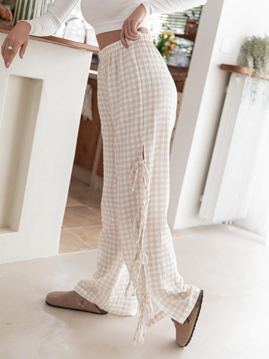 Casual Checkered Cotton Trousers