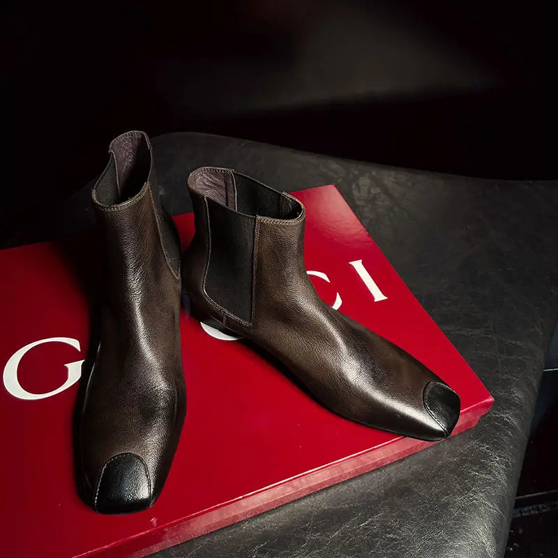 Redmond Square-Toe Leather Boots