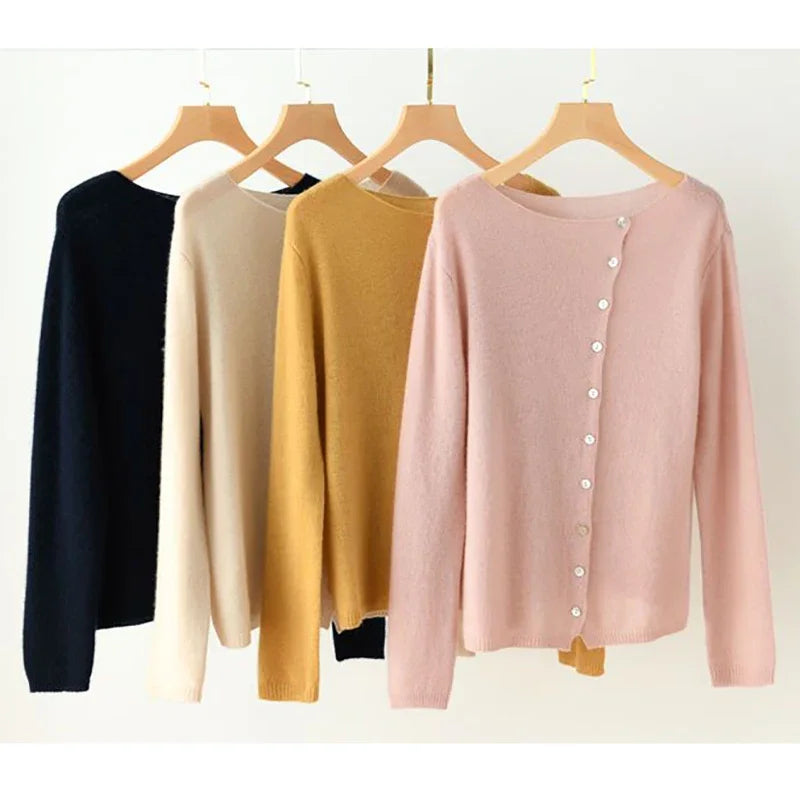 Amélise Asymmetric Button Sweater