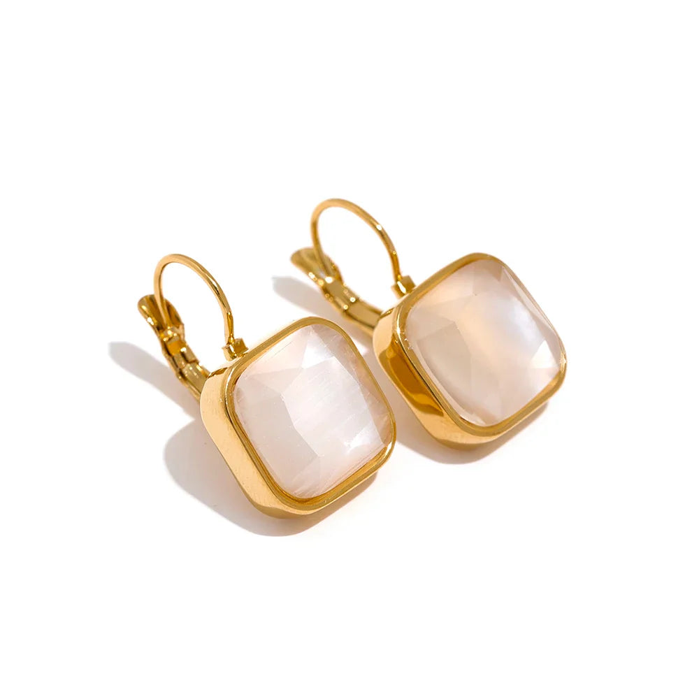 Solène Square Gold-Plated Hook Earrings