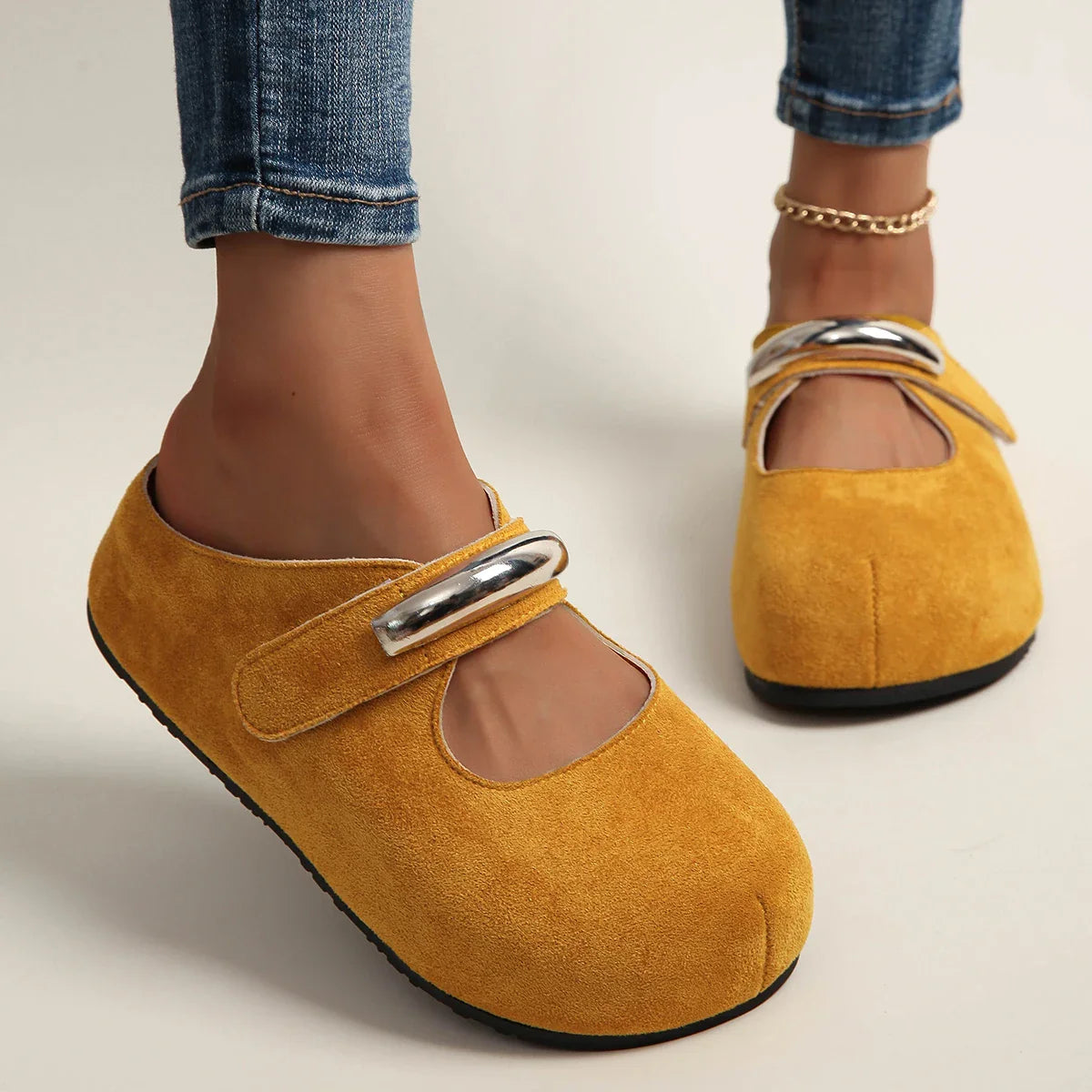Marlowe Suede Buckle Mules