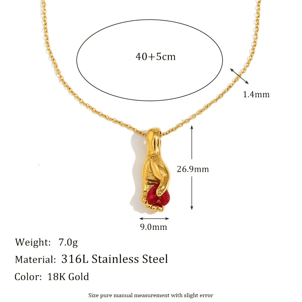 Fortuna Hand Gem 18k Gold Plated Necklace