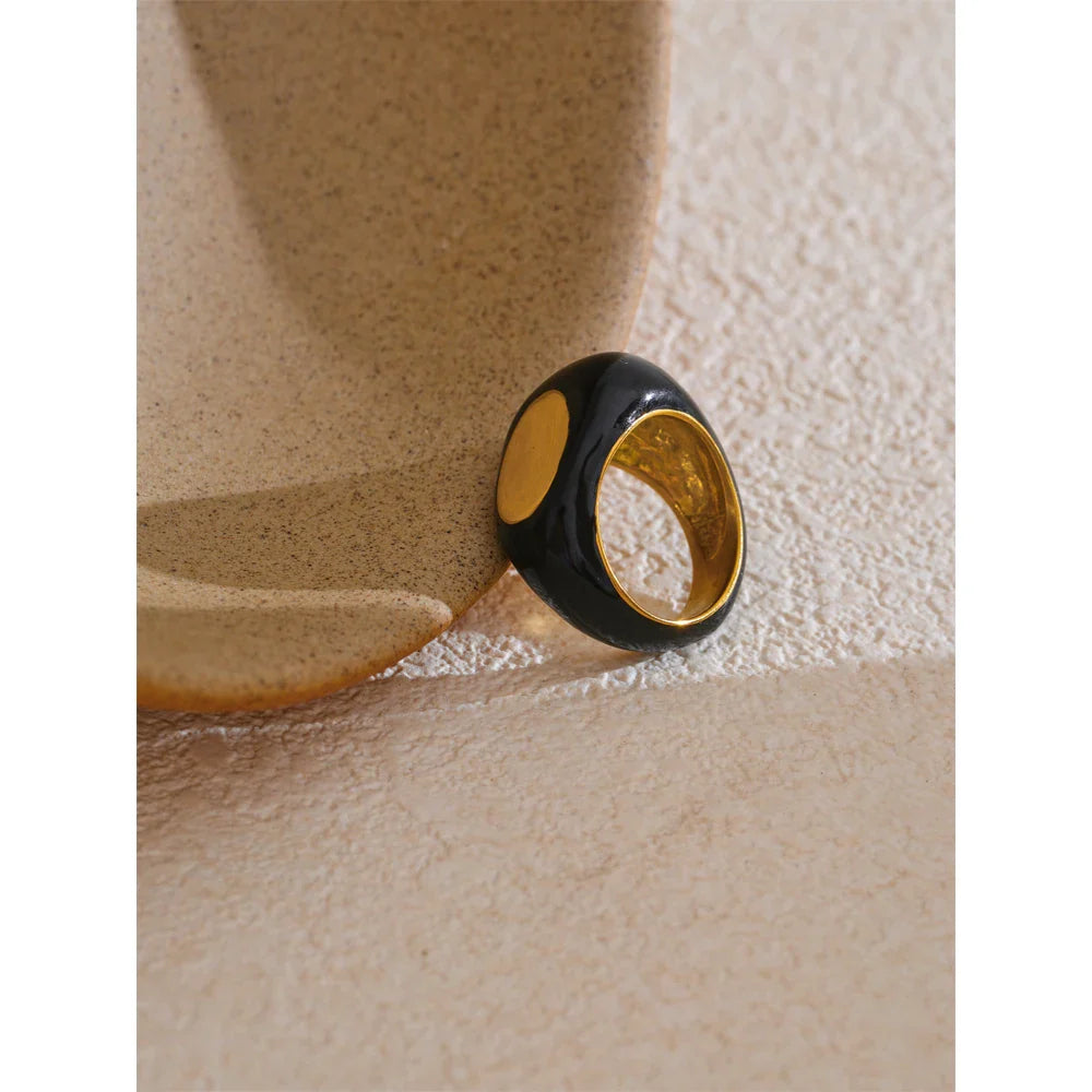 Vanta Core Black Gold Plated Band Ring
