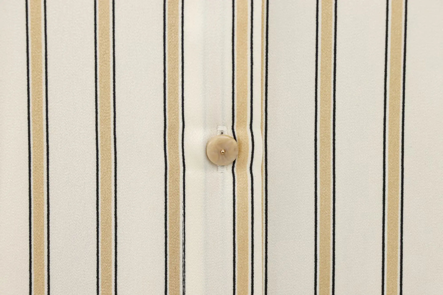 European Striped Button-Up Blouse