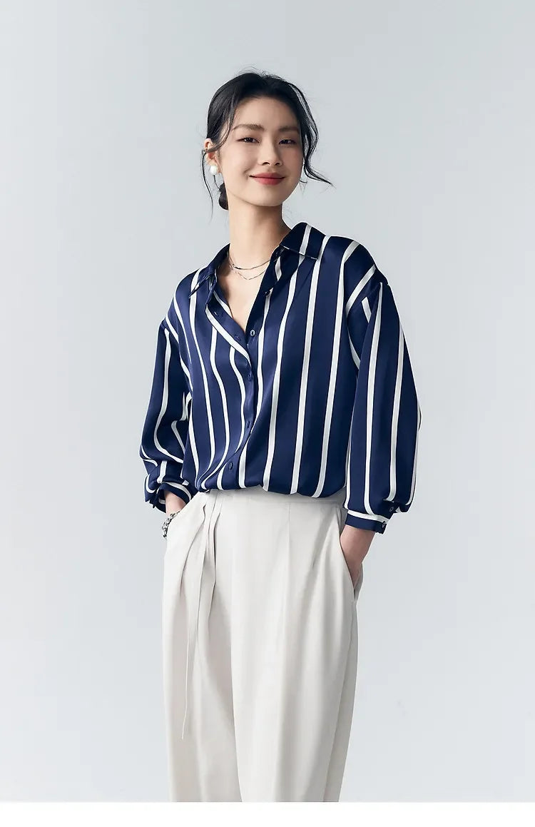 Maren Stripe Satin Blouse