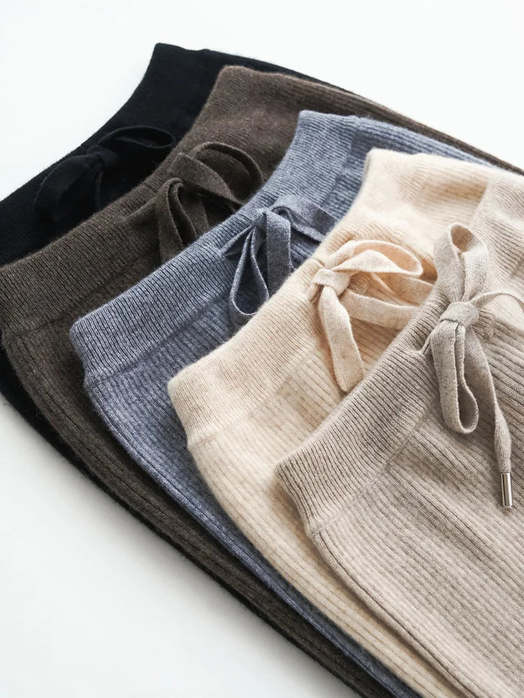 Wool Knitted Wide Leg Pants