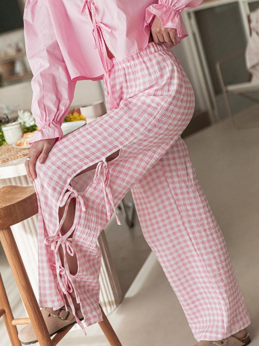 Casual Checkered Cotton Trousers