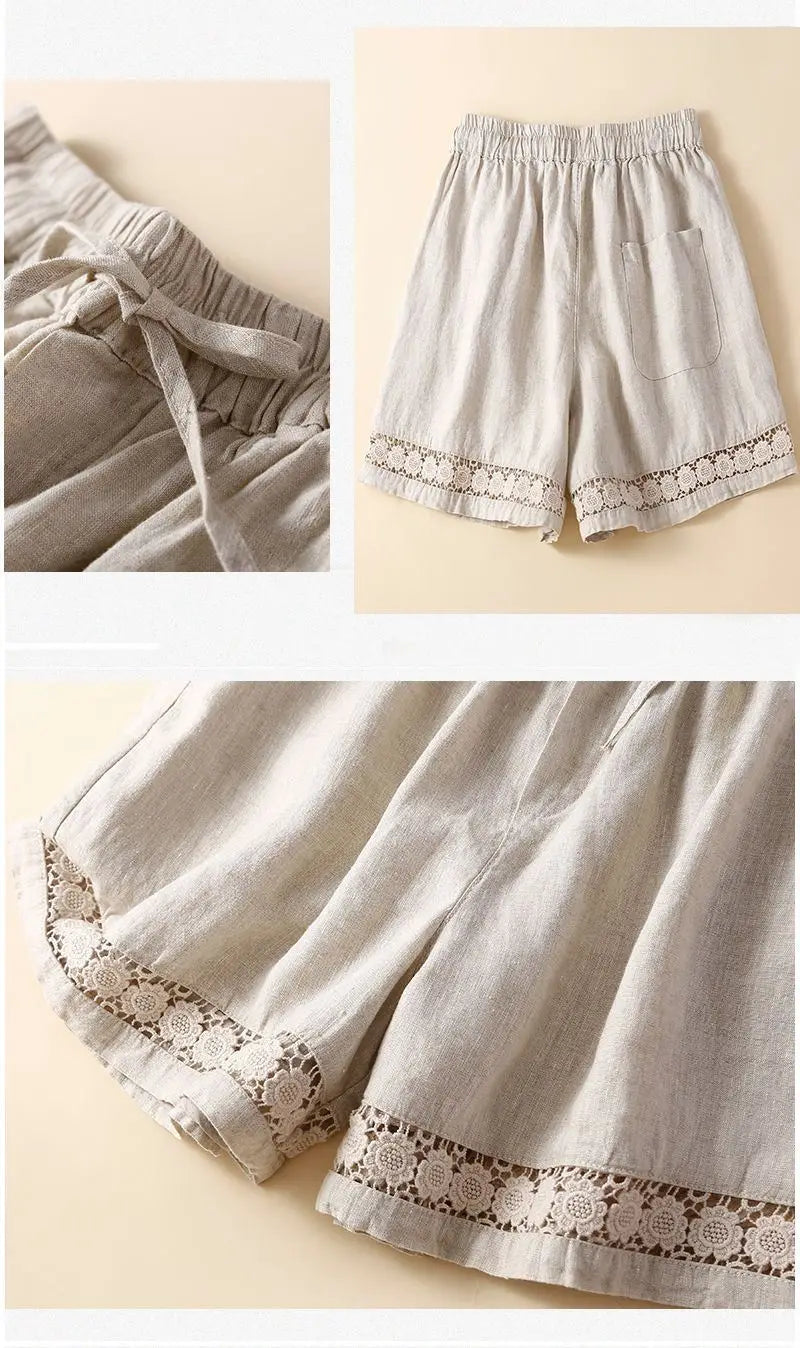 Lenora Embroidered Linen Shorts