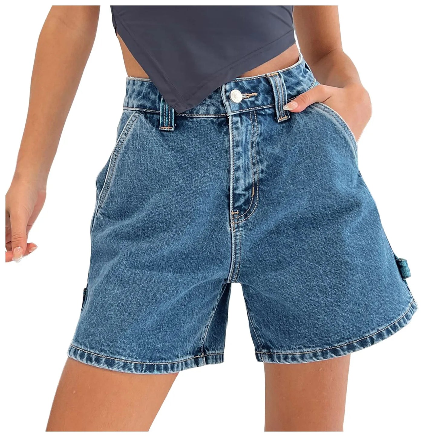 Madison Cotton Denim High-Waist Shorts