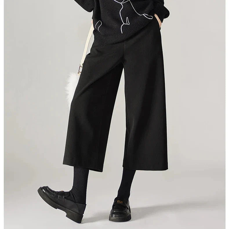 Autumn Woolen Wide Leg Pants