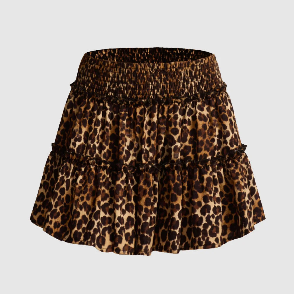 Viora Leopard Ruffle Skirt
