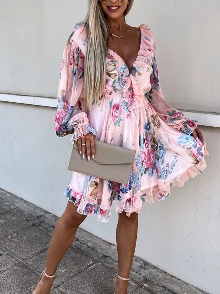 Dress with floral pattern