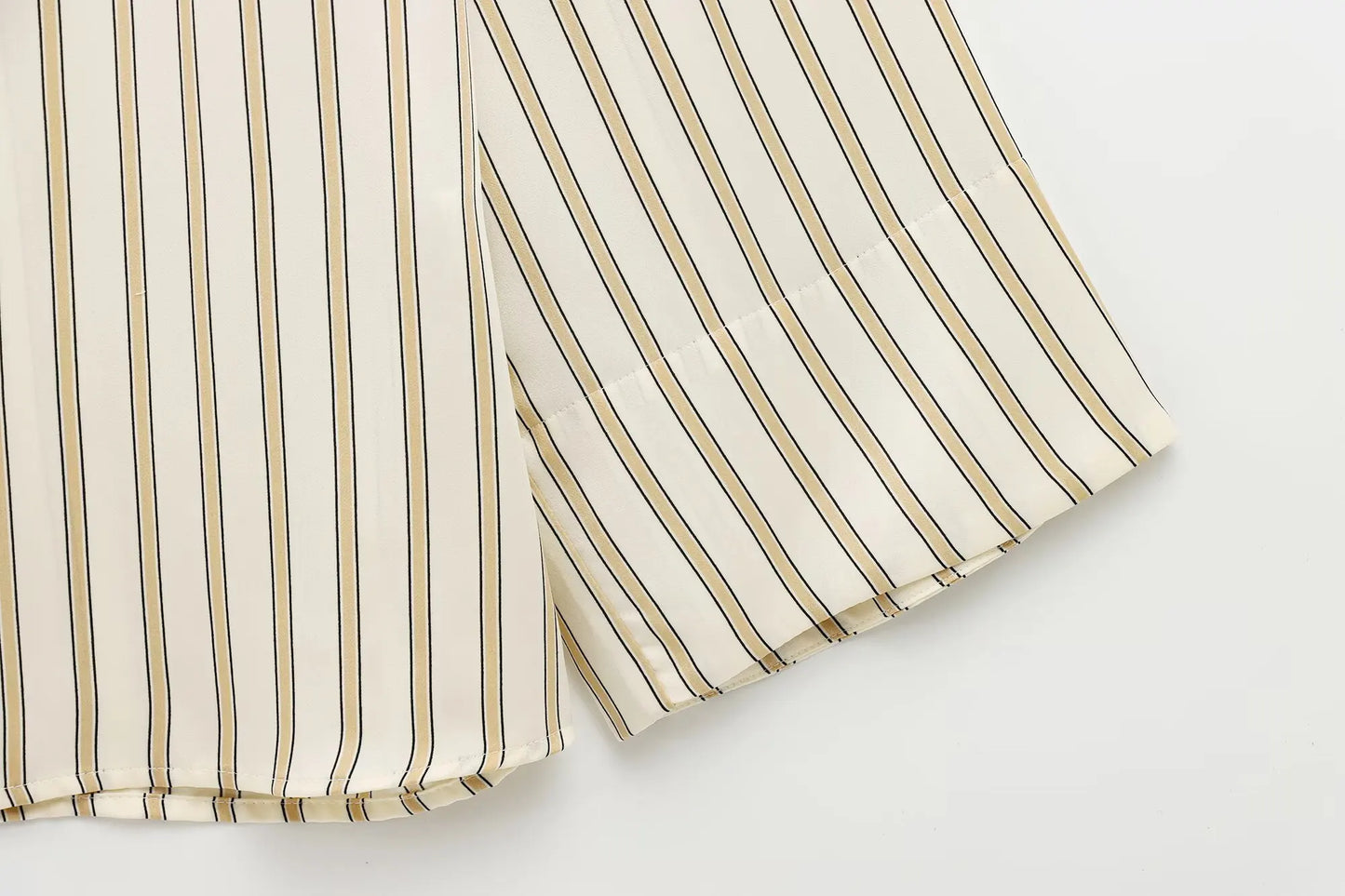 European Striped Button-Up Blouse