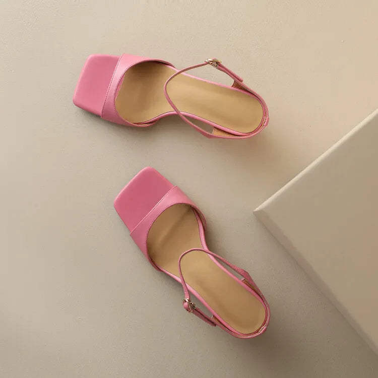 Rosa Belle Leather Heel Mules