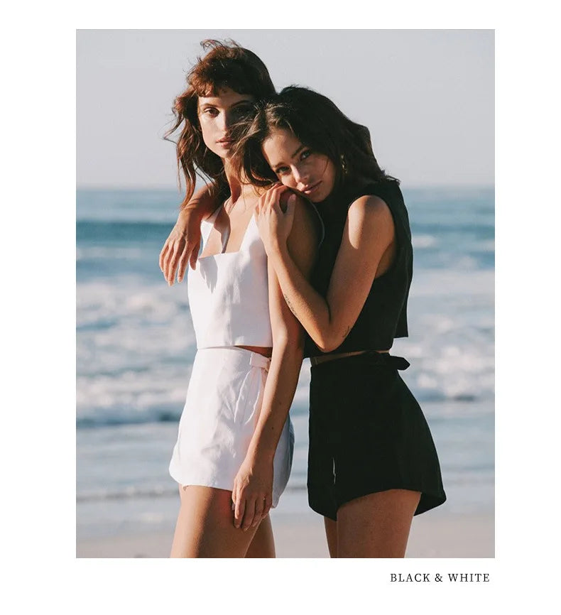 100% Linen Square Crop Top