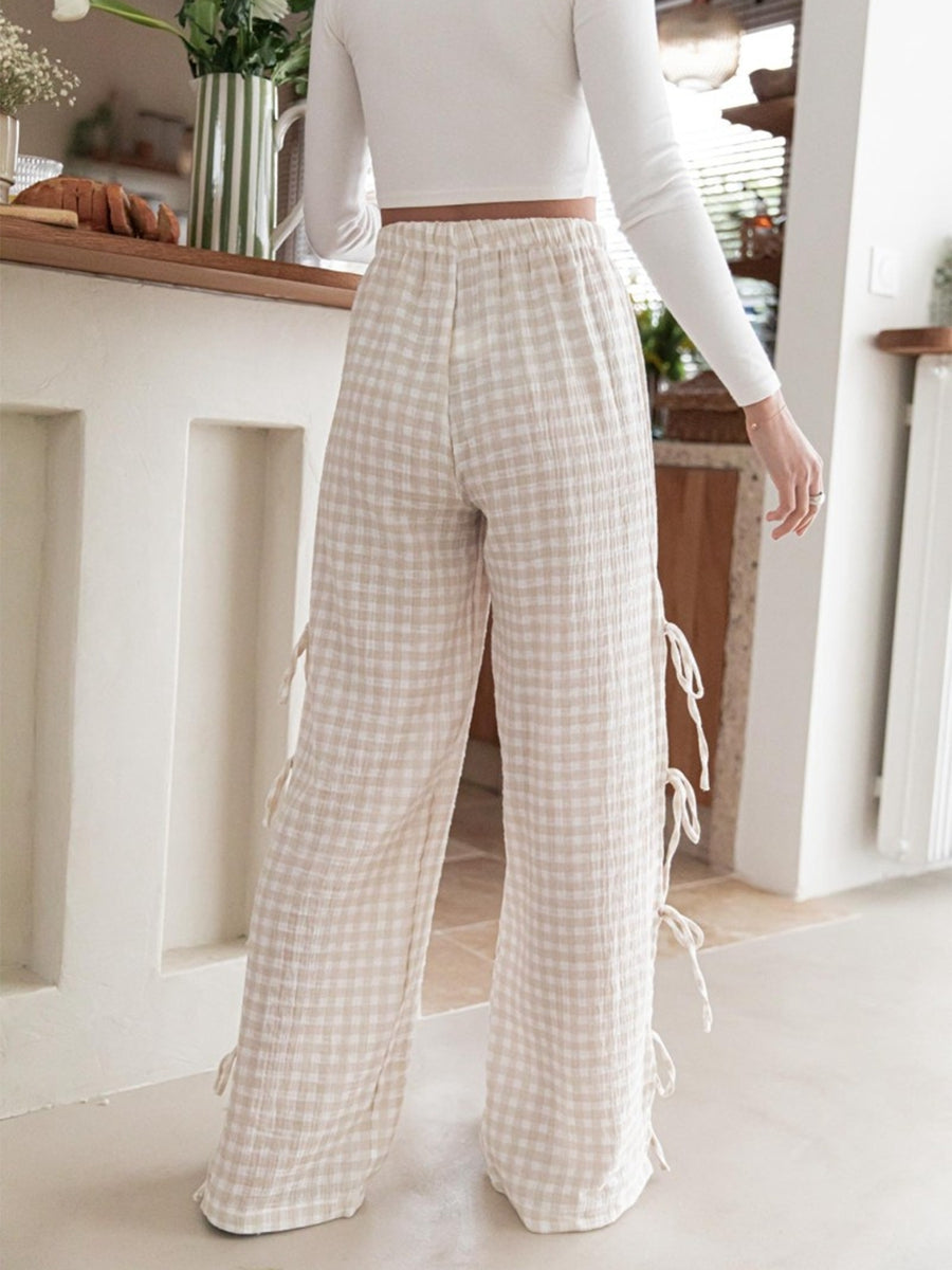 Casual Checkered Cotton Trousers