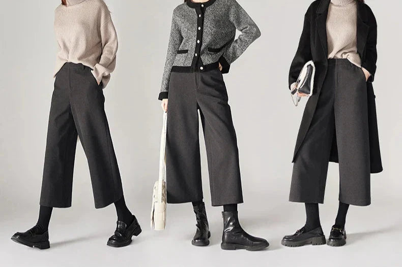 Autumn Woolen Wide Leg Pants