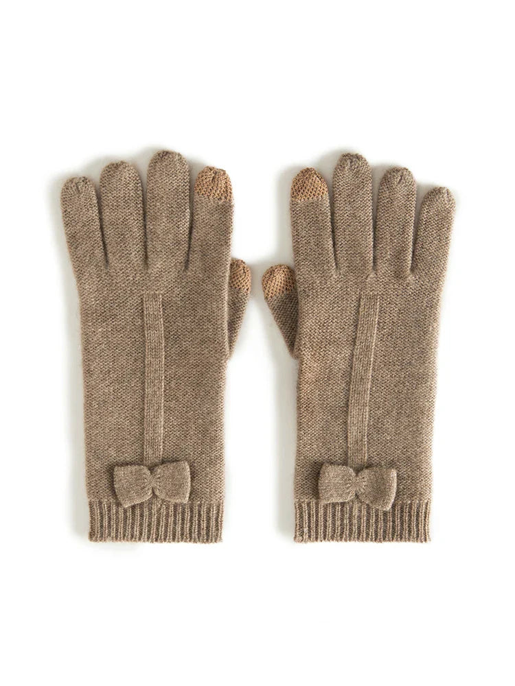 Bow Tied Cashmere Mittens