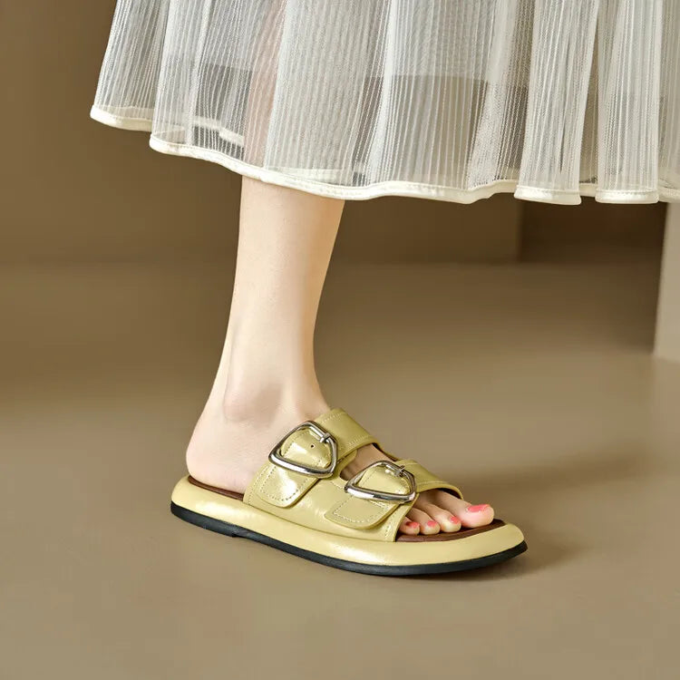 Selma Twin-Buckle Slide Sandals