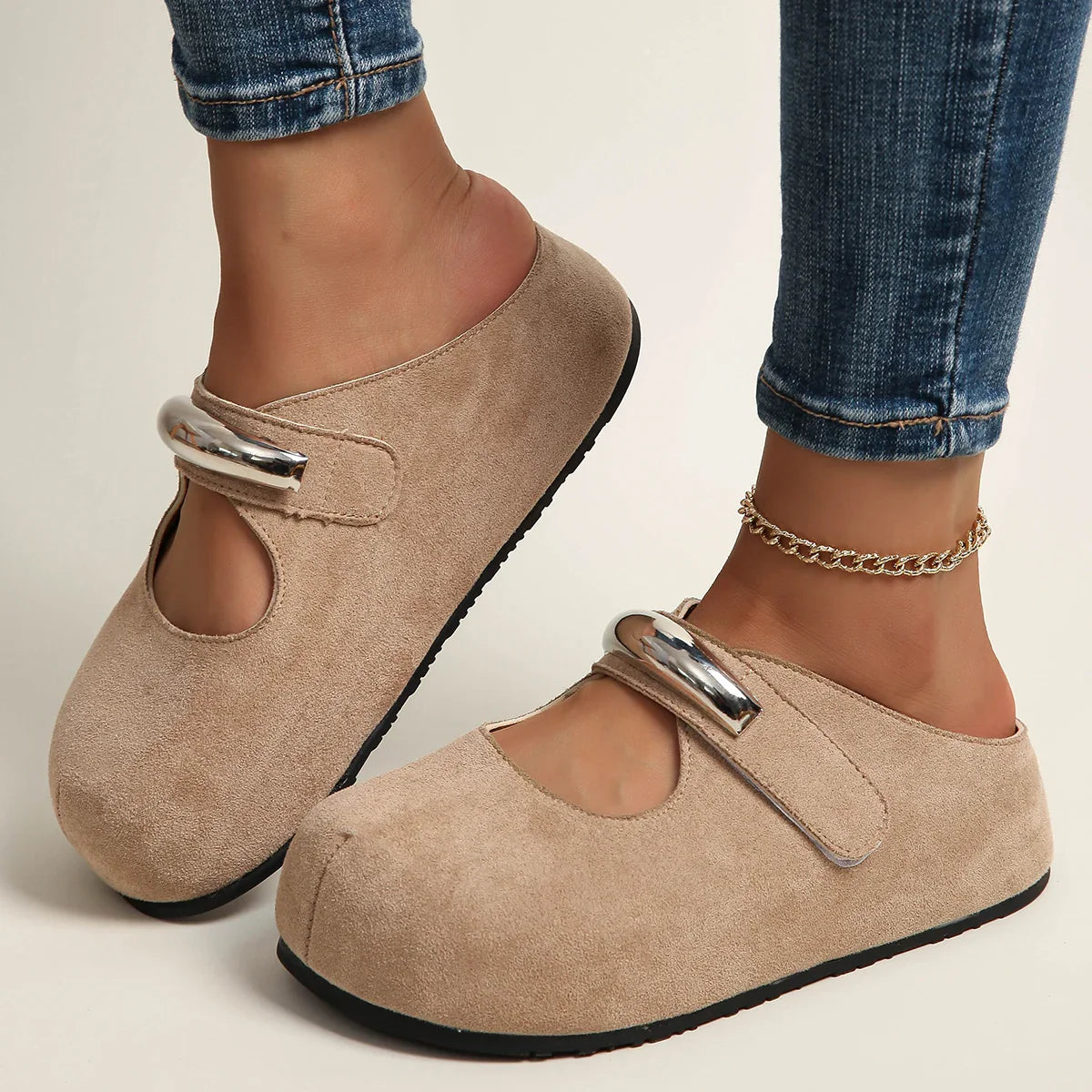 Marlowe Suede Buckle Mules
