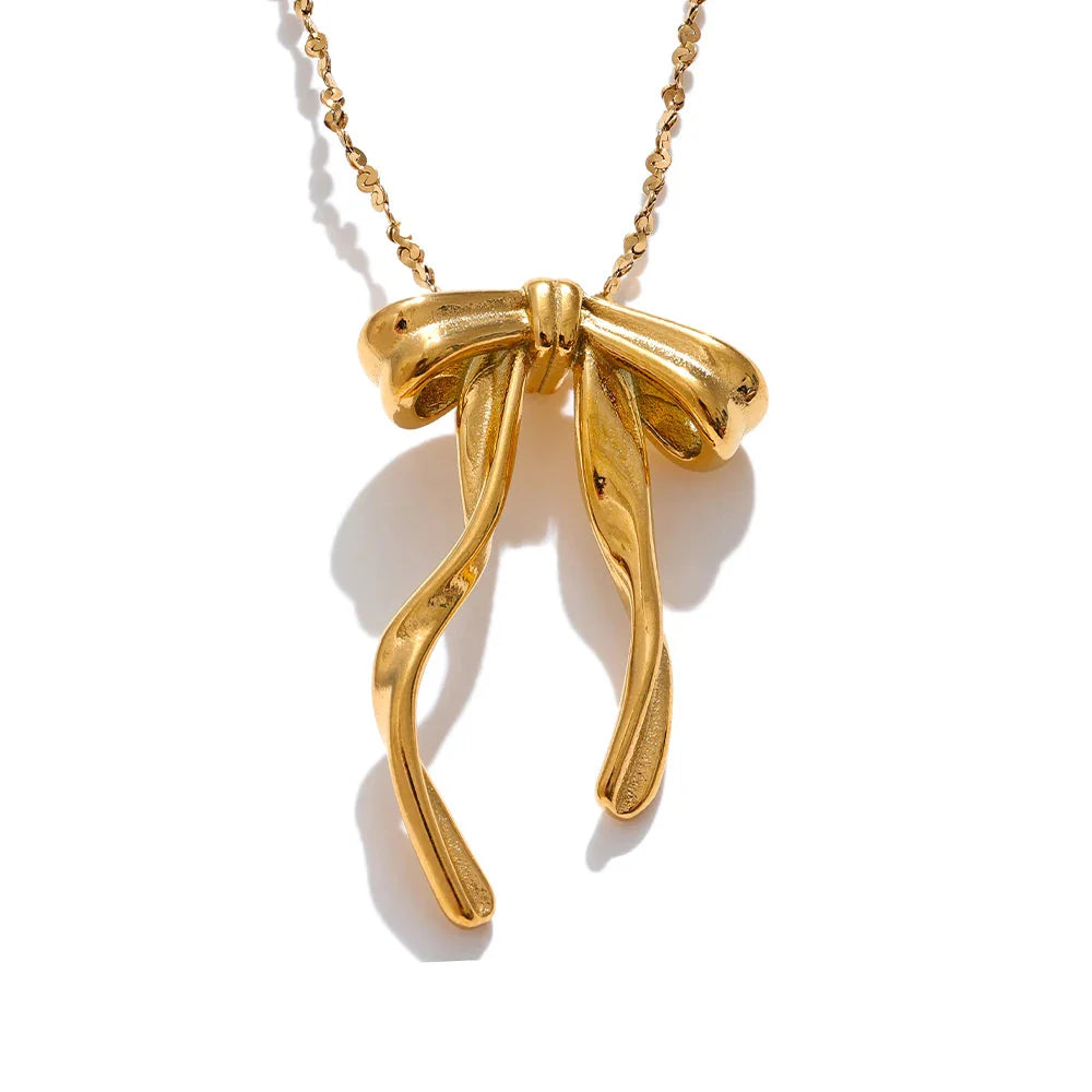 Coquette Drop Bow Necklace