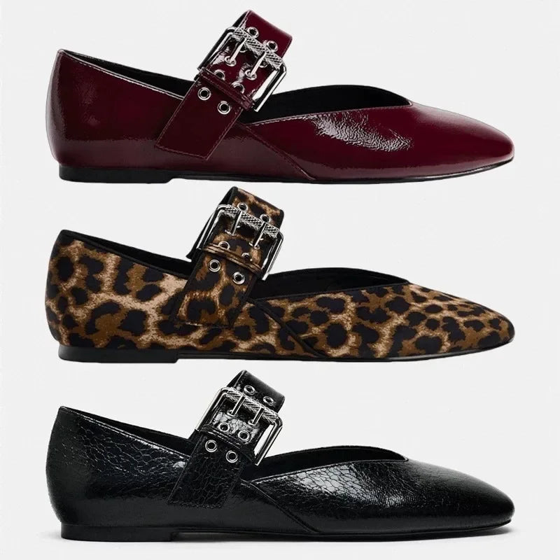 Liora Leopard Mary Jane Flats