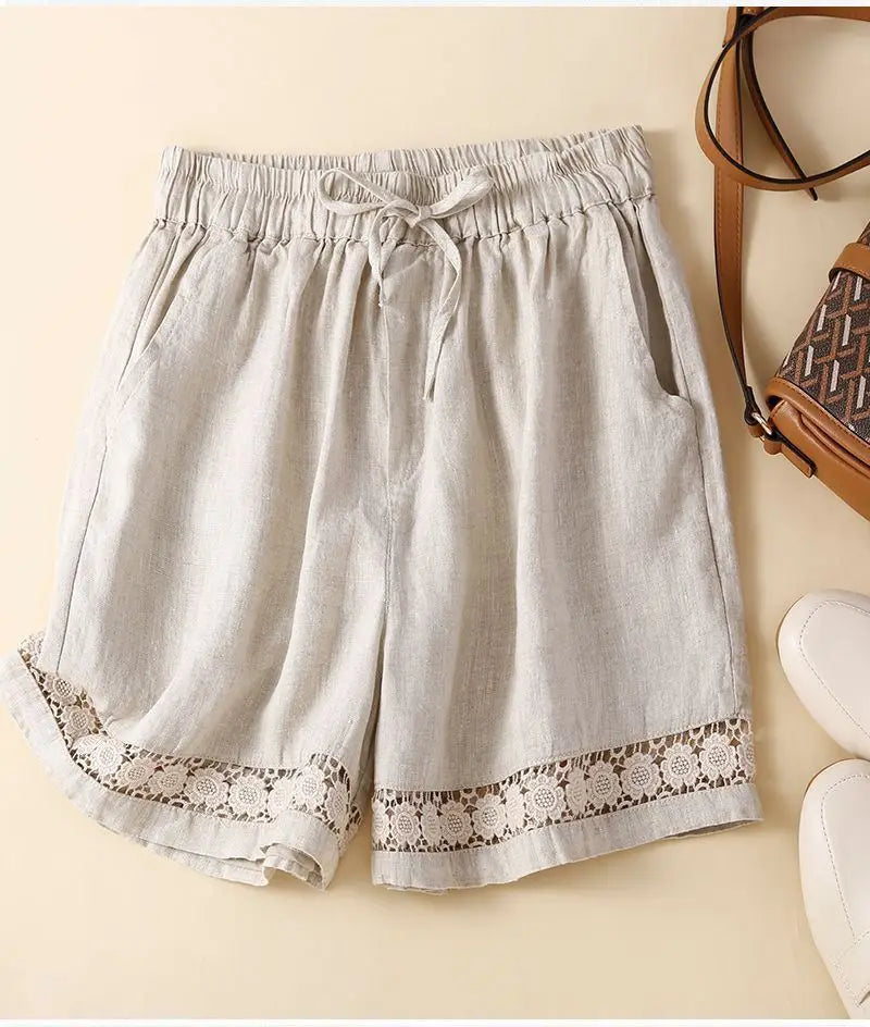 Lenora Embroidered Linen Shorts