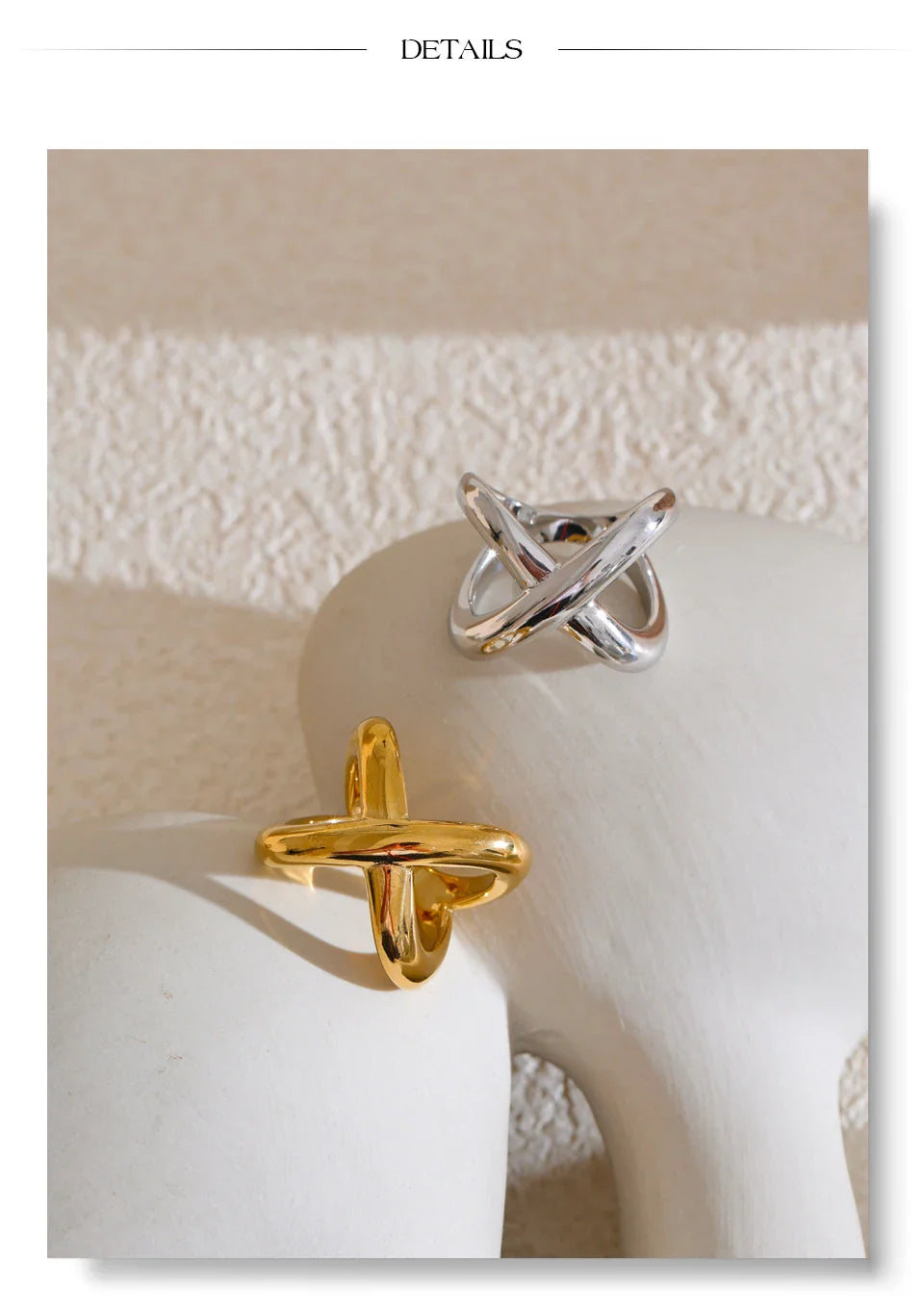 Elvia Cross Statement Gold Plated Band Ring