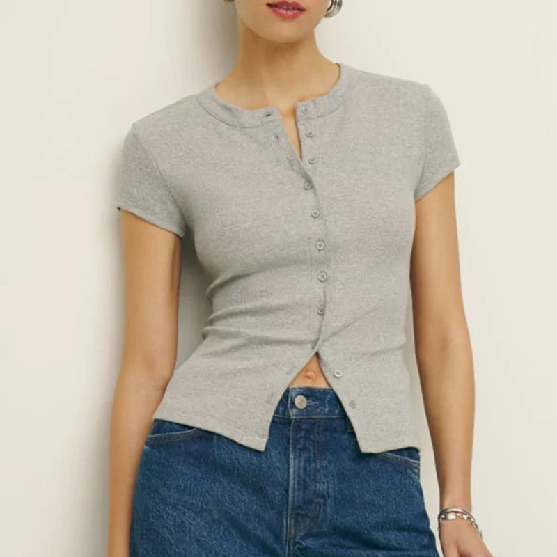 Mina Snapfront Knit Top