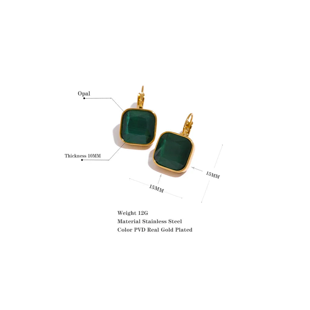 Solène Square Gold-Plated Hook Earrings