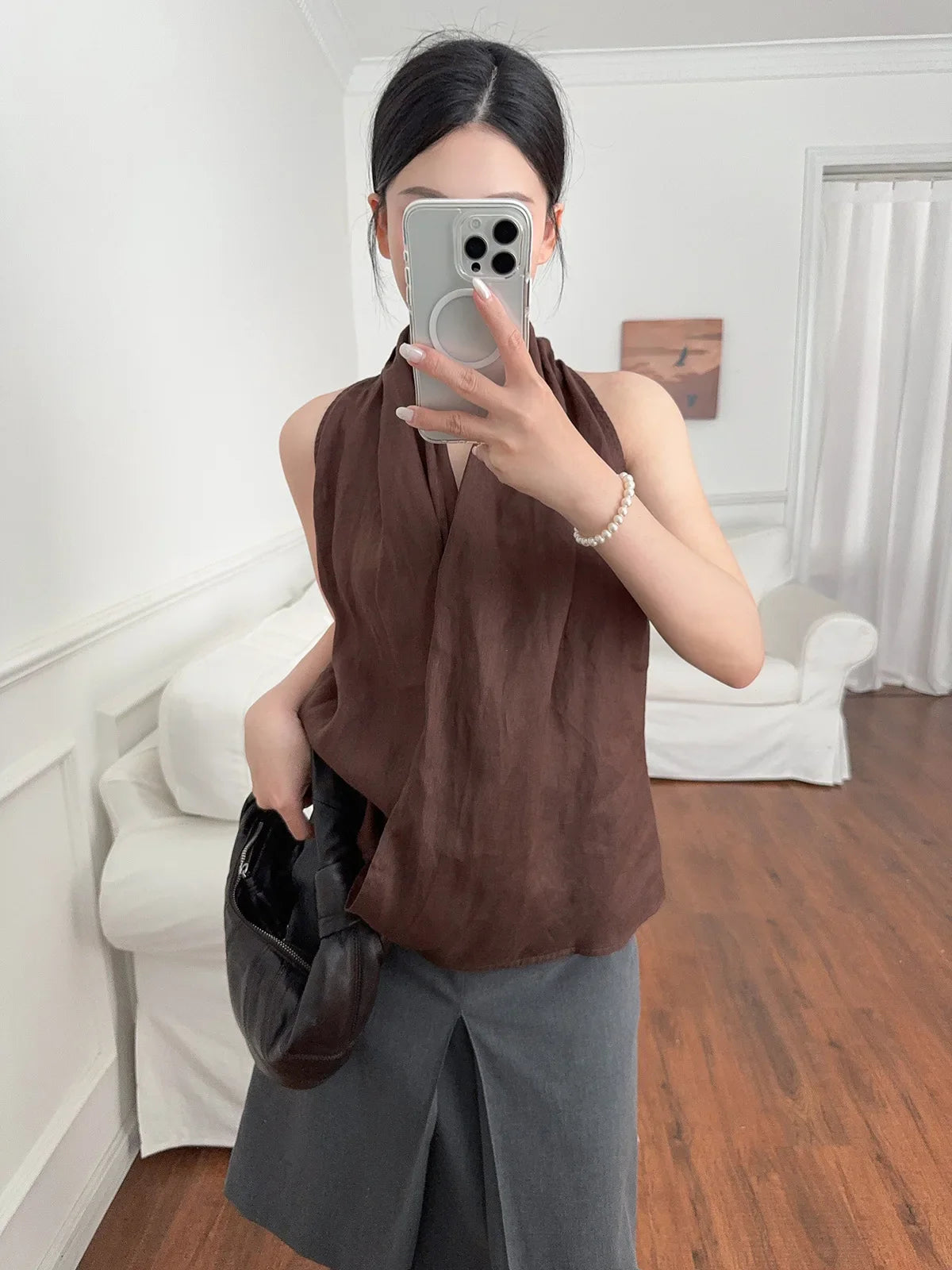 Valienne Drape Linen Vest