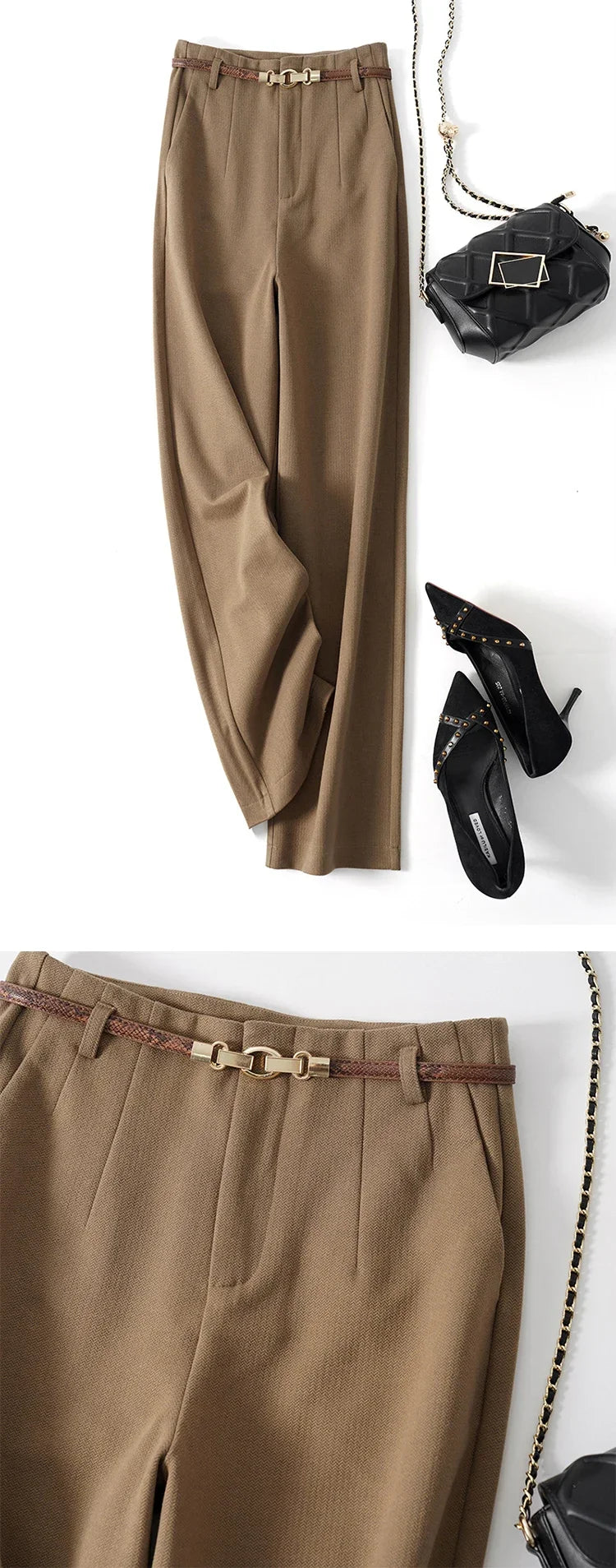 Milano Wide Leg Wool Trousers
