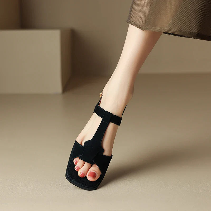Mirea Suede T-Strap Sandals