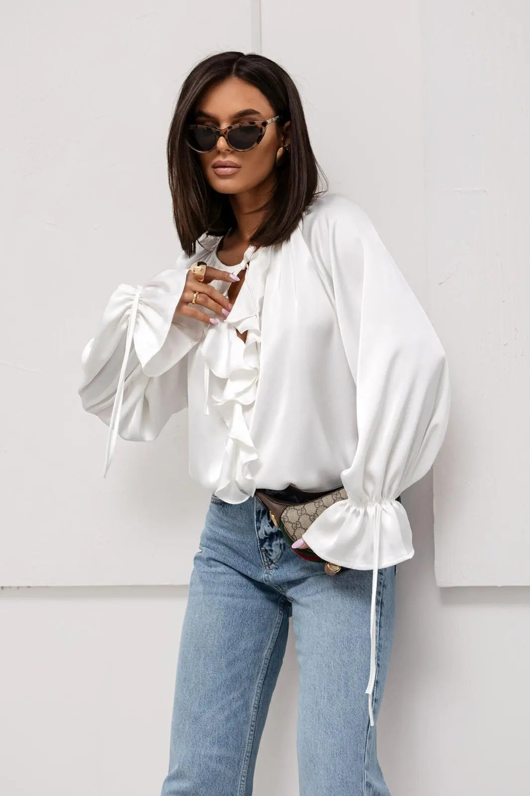 Liora Satin Ruffle Blouse